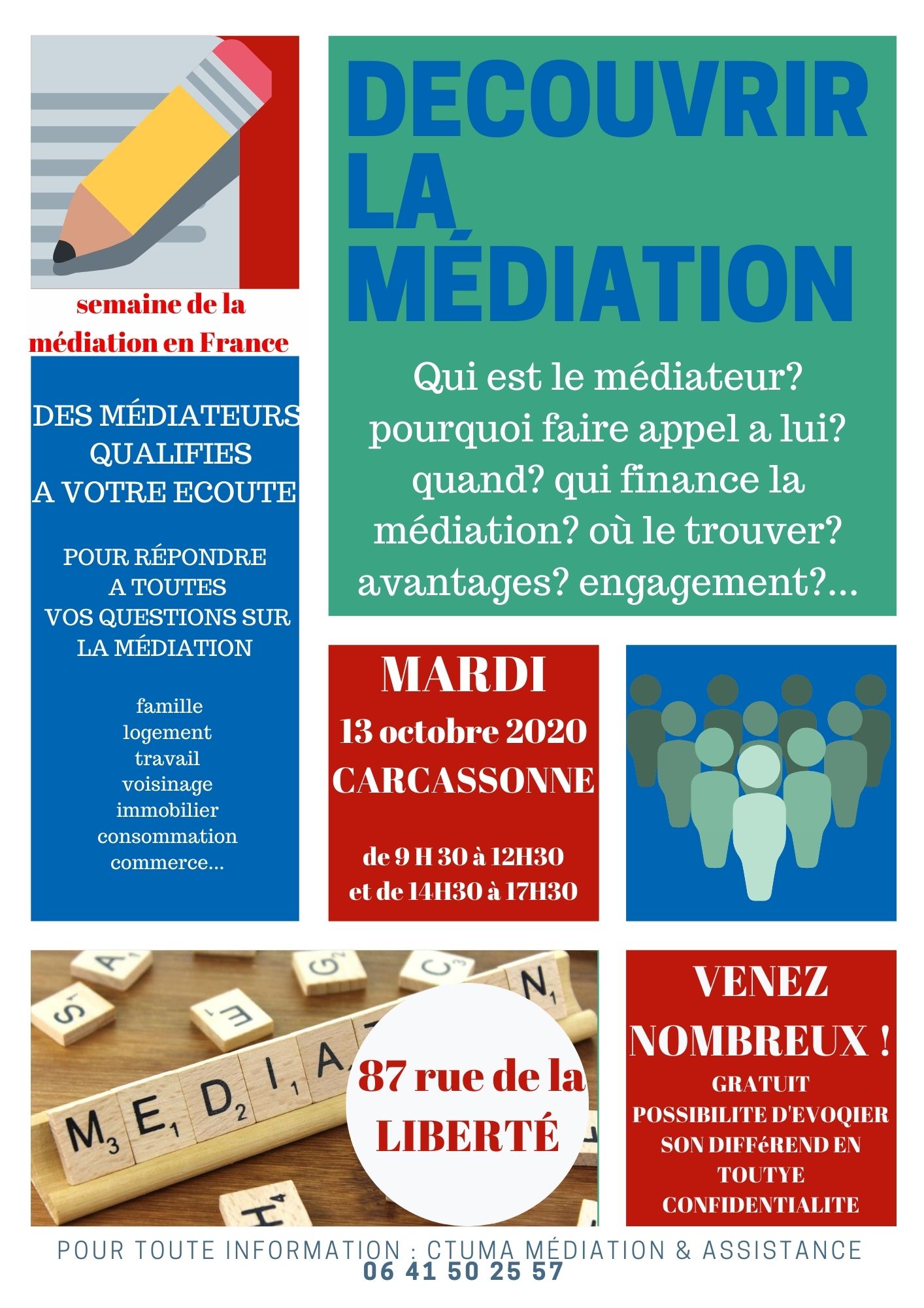  informations GRATUITES  & RENCONTRE AVEC DES MÉDIATEURS QUALIFIES